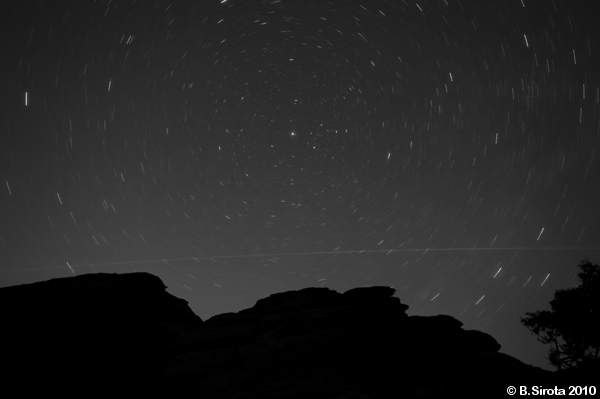 Night sky with Polaris star in the centre