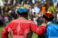 Colourful wrestler costumes